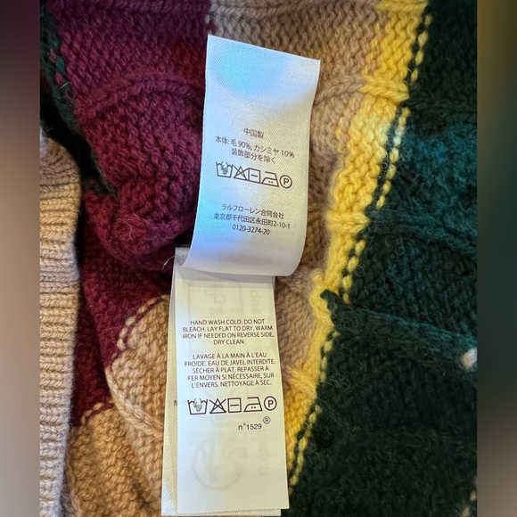 NWT Ralph Lauren Cable Knit Striped Cardigan Sweater 90% Wool 10% Cashmere SzXXL - Picture 11 of 12